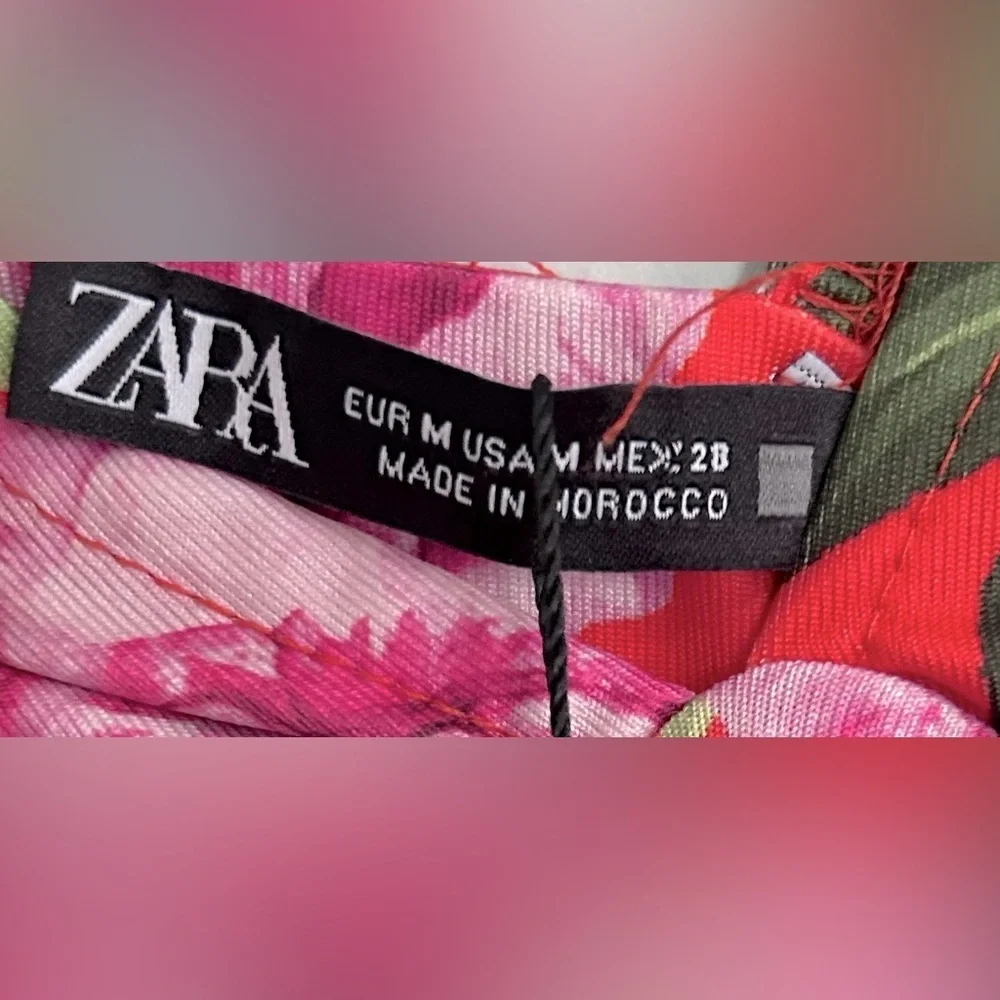 Zara Red Floral Print Draped Bodysuit Women’s Size Medium NWT Blogger Fav